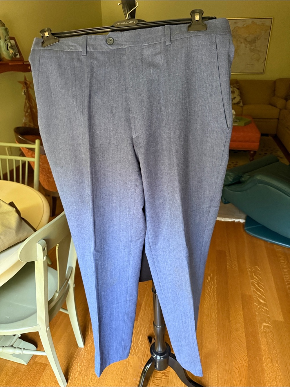 Santorelli Men's Slate Blue Dress Pants - Slim Tailored